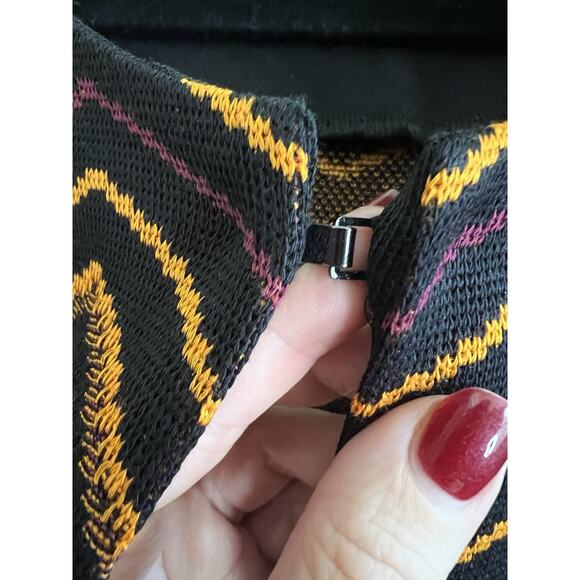 MISOOK Black Orange Magenta Chevron Knit Long Open Front Cardigan Sz 3X - Picture 4 of 14